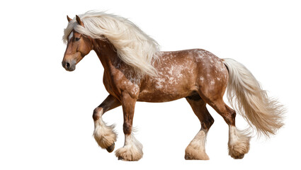 Isolated beautiful powerful horse with flowing mane and tail, unique spotted coat pattern © Maria
