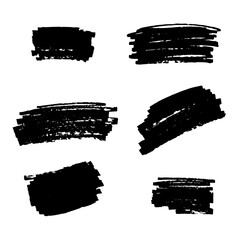 Black paint, polish, varnish brush shapes set, masks kit. Universal elements for wrapping, flyers, cards and branding © Julia