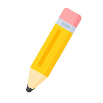 Flat vector pencil icon, writing and drawing tool for school stationery, colorful minimal isolated illustration.