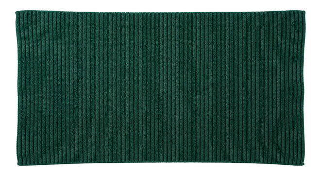 Dark green ribbed knit fabric swatch on transparent background