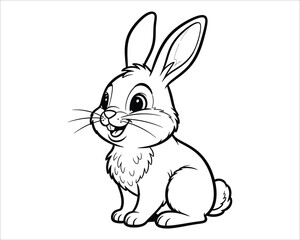 Fototapeta premium Smiling cartoon rabbit with big ears