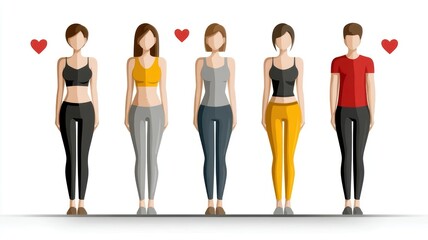 Fototapeta premium Woman in various colors and sizes visual representation of a woman depicted in an array of distinct colors and differing dimensions