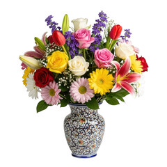 Obraz premium A colorful bouquet of flowers in a decorative vase