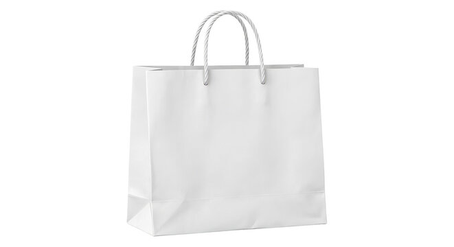 White paper shopping bag on transparent background