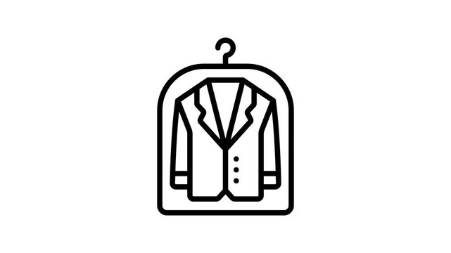 Trendy outline style icon animation of hanging clean coat