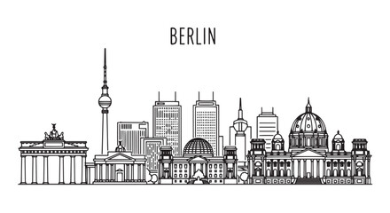 Berlin Cityscape Iconic Landmarks Line Art Illustration © creations sanddollar