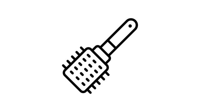Sleek outline style icon animation of thick lint brush