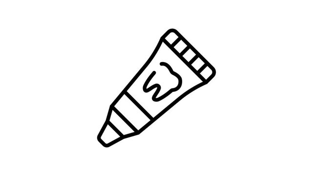 Modern linear icon animation of mint toothpaste tube