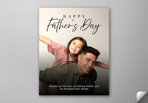 Editable Happy Fathers Day Social Media Post Template Design with Joyful Father and Daughter Playing Together.
