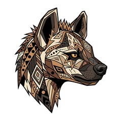 Obraz premium Hyena Head with Geometric Tribal Pattern Illustration