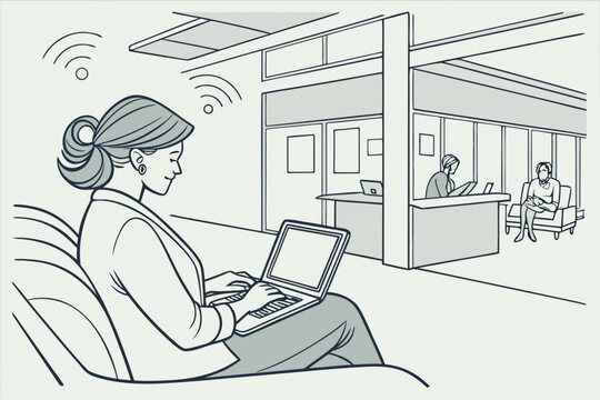 woman working on laptop