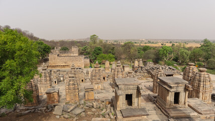 Fototapeta premium Ancient Bateshwar Temple Complex with Hundreds of Hindu Temples in Morena, Madhya Pradesh, India.