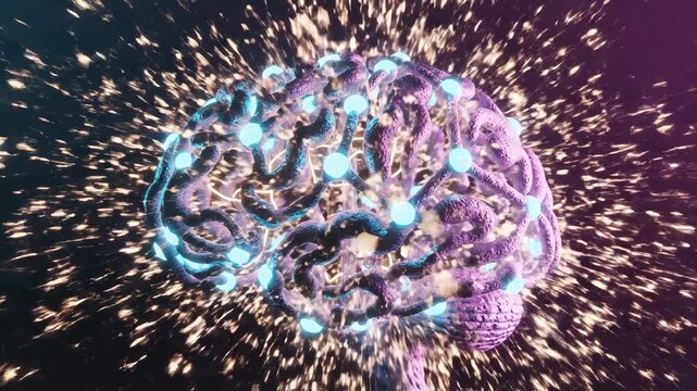 This video showcases a conceptual artificial intelligence scene with a symbolic light bulb reshaping into a radiant neural energy form, emphasizing smart solutions, machine learning, and creative