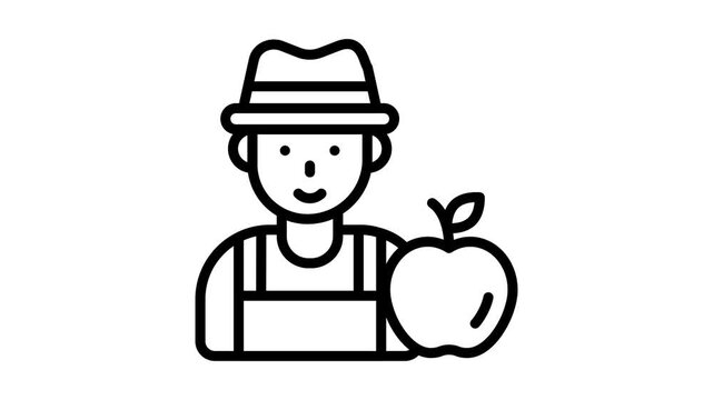 Grab this handy outline icon animation of farmer with an apple