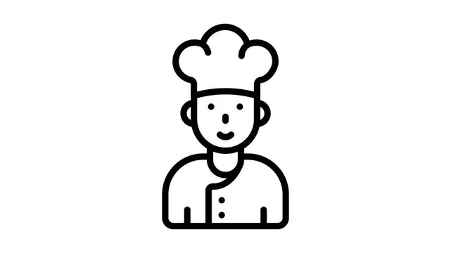 An icon animation of chef avatar is creatively designed in line style