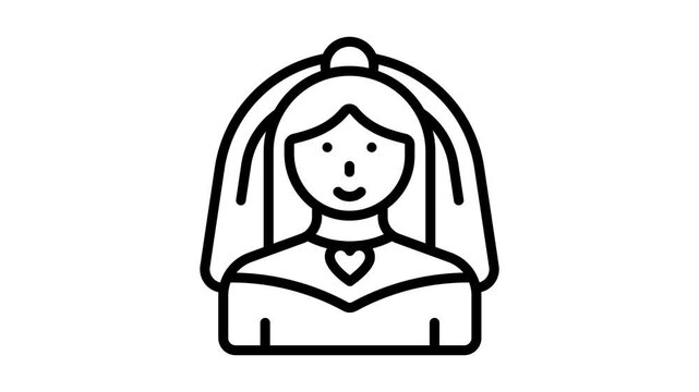 Check this outline style icon animation of bride character