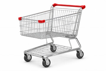 store cart close-up, inventory for the city, garden, bushes, empty space for text, template, photo background, layout, banner, advertising