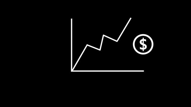 Financial market trend line graph with dollar sign showing economic growth and investment upswing trending lines