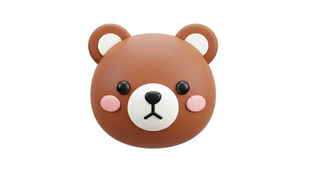 Obraz premium 3D Cute Teddy Bear Head Icon