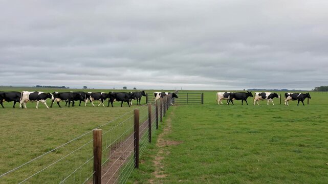 Cows grazed peacefully in open fields under overcast skies on a tranquil afternoon