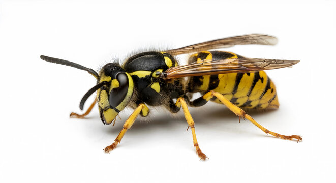 A yellowjacket wasp on a white background.