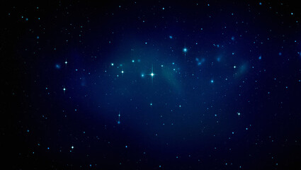 Deep space nebula with twinkling stars, cosmic background with blue glow © Sadiya Digital