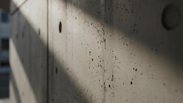 Video of abstract concrete wall illuminated by natural sunlight and soft shadow play, minimal urban background, textured gray surface, contemporary branding aesthetic.