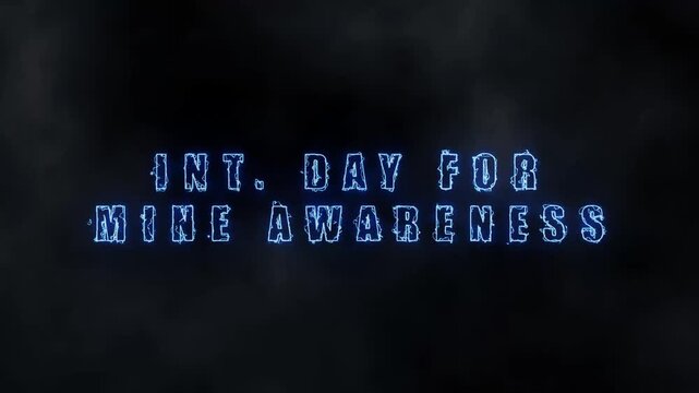 International Day for Mine Awareness Neon Text