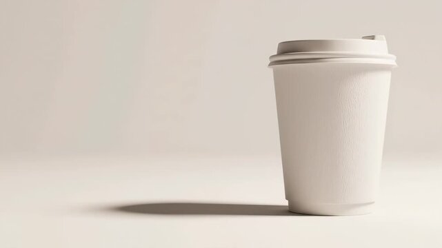Video of Disposable Paper Coffee Cup Mockup showcasing simple design and empty print area for creative branding, startup launches and social media campaigns.