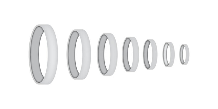 Minimalist White 3D Rings Sequence for Abstract Graphic Design