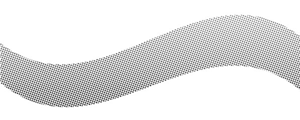 Abstract halftone wave dots with blue purple pink gradient, smooth flowing digital technology background, isolated on transparent