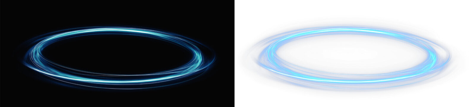 Circle ring neon line cyan glowing energy vortex and futuristic circle portal for game vfx motion design and sci-fi tech interfaces overlay 