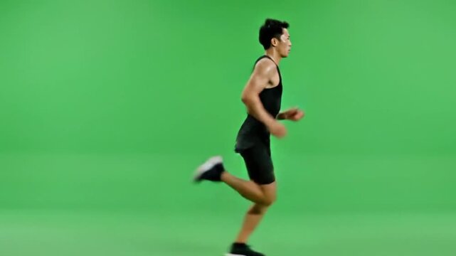 Green Screen Running Man | Side View Jogging Athlete | Full Body Run Animation