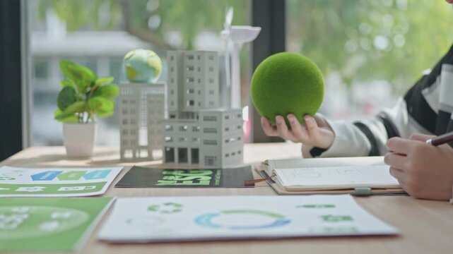 Sustainable development workshop urban office educational session eco-friendly environment close-up view esg integration
