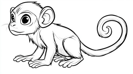 Obraz premium Adorable Cartoon Monkey Character with Big Eyes and Playful Expression on a Clean White Background