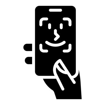 face id scan. This is a vector single icon with a solid style. It is suitable for various purposes, including website design, mobile app design, and logo design.