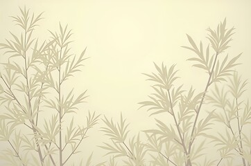 Bamboo Grove Illustration on Pale Background