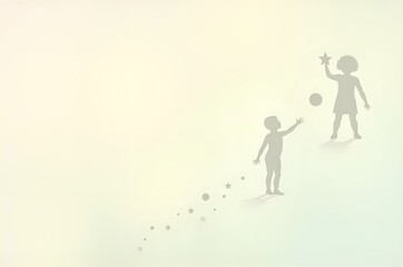 Fototapeta premium Children Reaching for Stars and Ball