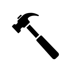 Simple black claw hammer icon, a tool symbol for construction and repair work