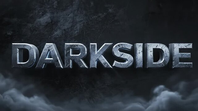 Video of Darkside cinematic text animation in bold dramatic style, high impact title sequence concept for film, gaming and digital marketing visuals.
