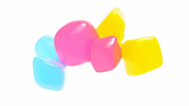 Bright Floating Blobs With Gentle Transformations. Colorful Organic Forms Drift And Shift Smoothly