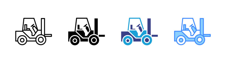 Naklejka premium Forklift icon set multiple style collection