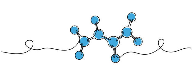 Fototapeta premium Molecular model connected by continuous line on white background. no editable strokes