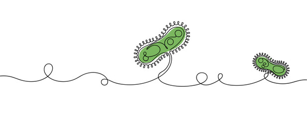 Fototapeta na wymiar Bacterial cells moving along line in white background. no editable strokes