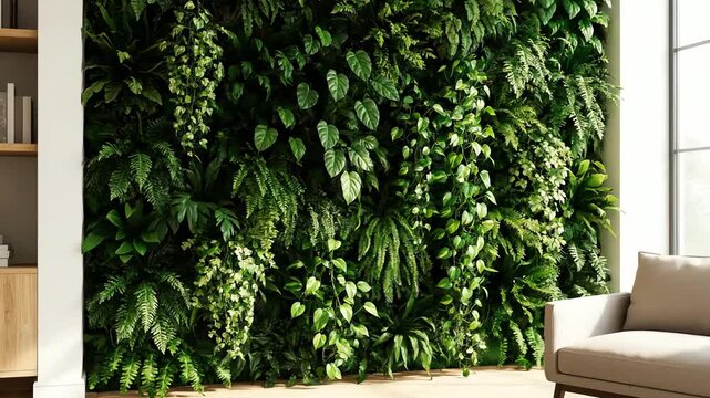 Living wall with chair interior design.