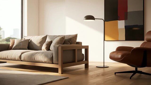 Modern living room with sofa furniture.