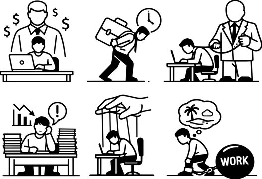 Working for the boss hard job icons