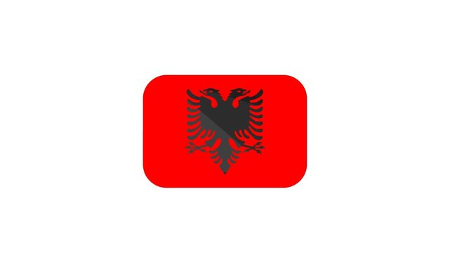 Animated illustrative icon of the albanian flag displayed against a clean white background