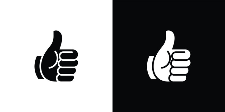 Black and white thumbs up hand on split background hand black and white approval 1 agreement