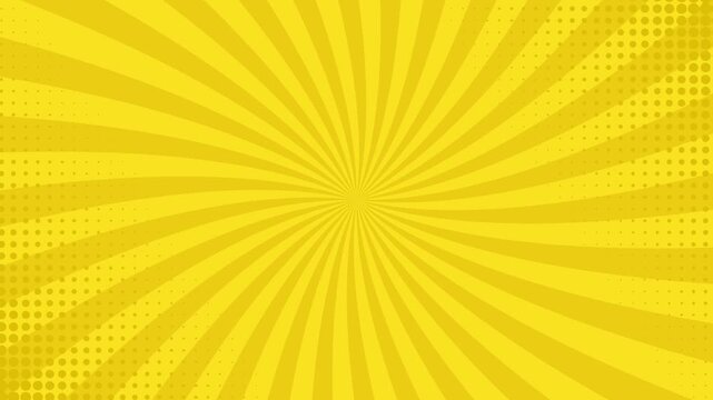 Abstract Pop Art Sunburst Animation with Seamless Rotating Motion. Colourfu Rotating Ray Background for Cartoon and Anime Style Motion. Vintage Retro Sunburst Background with Dynamic Comic Book Style 